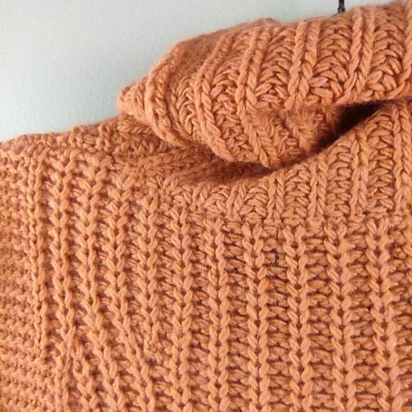 Women's Banana Republic Mixed Stitch Turtleneck Sweater Orange Wool Size M - Picture 9 of 11